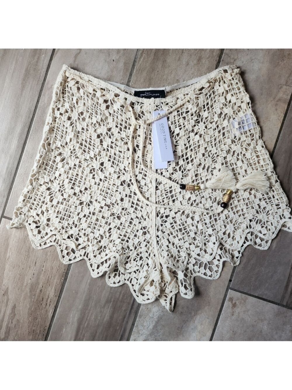 Cream Crochet Women Shorts